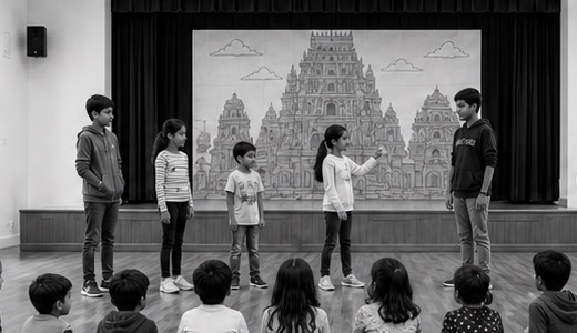 Children taking part in a Tamil community learning session
